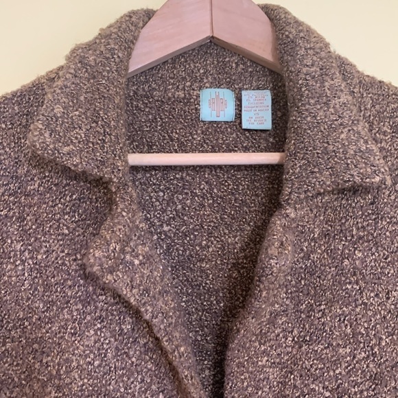 Anthropologie HWR Brown Boucle Knit Velvet Trim Button Cardi Blazer Sweater XS - Picture 8 of 16